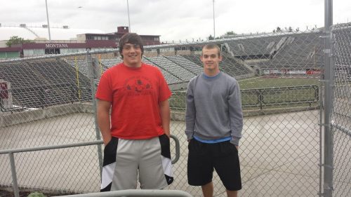 Nick Streubel (left) and Jake Tumblin at the University of Montana. (David Streubel photo)