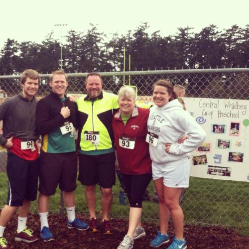 Left to right, sons Ian and James, wife Cherie and daughter Megan.
