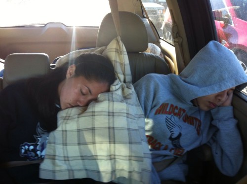 And then the tourney was over and it was time for a nap on the ride home.