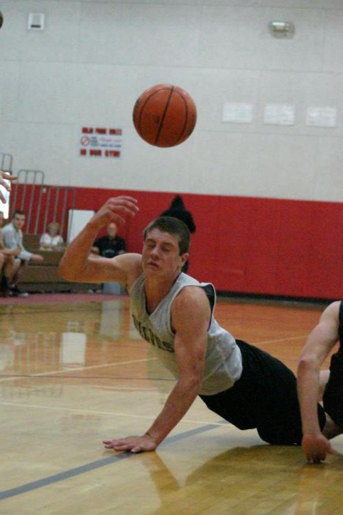 Wiley Hesselgrave sacrifices his body while still making the play.