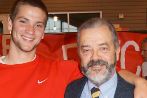 Wolf senior captain Luke Pelant (left) and CHS coach Paul Mendes. (Photo courtesy Coupeville Booster Club)