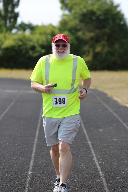Fear the Beard! Paul Messner rumbles towards the finish line.