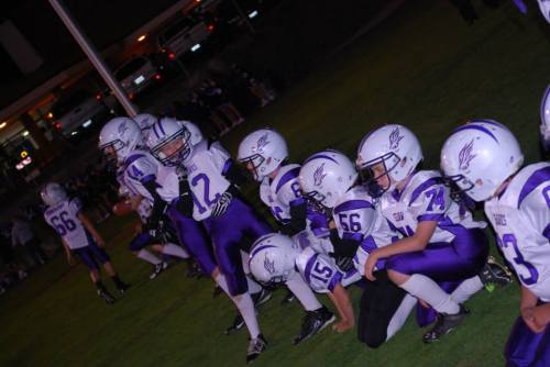 The Anacortes Sea Hawks Midget football squad gets its first taste of Friday Night Lights. (Pat Kelley photos)
