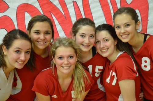 Wolf seniors (l to r) Amanda Fabrizi, Sydney Aparicio, Breeanna Messner, Haley SHerman, Megan Oakes and Allie Hanigan.