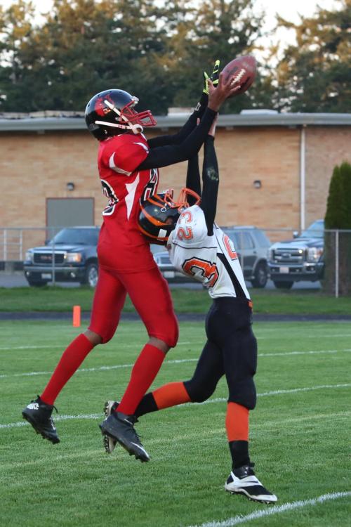 Anthony Bergeron scales the stairway to heaven, plucking a reception out of the air.