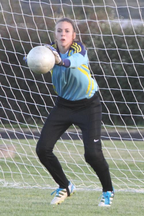 Junior goalie Julia Myers stops a shot. (John Fisken photo)