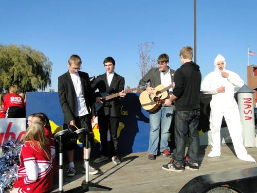 The sophomores rev up for their performance.