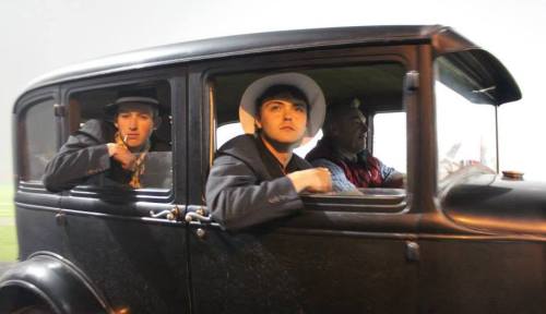 Reppin' the '20s, CHS seniors Brian Norris (right) and Brendan Coleman roll big, as Robert Bishop drives the getaway car. (Lorene Norris photo)