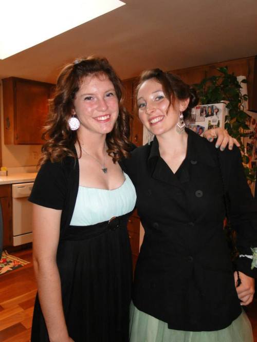 Wolf captains Jacki Ginnings (left) and Erin Rosenkranz head out to the Homecoming dance. (Wendy McCormick photo)