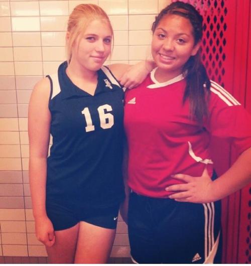 Jasmine Melena (right) with sports buddy Tiffany Briscoe.