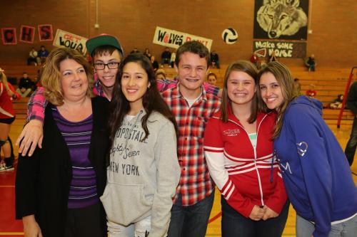 Foreign exchange student Aura Corredor (third from left) and her cheering section.
