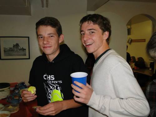 Loren Nelson (left) and Sebastian Davis have a bite.