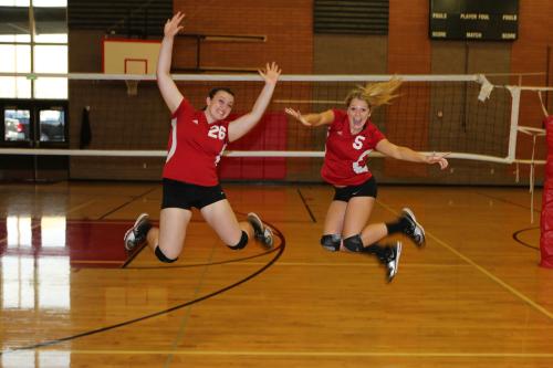 Hailey Hammer (left) and Breeanna Messner are just excited to be in the gym.