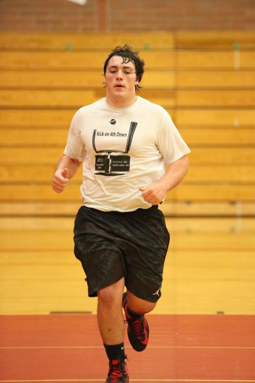 The Big Hurt rumbles through a running drill.