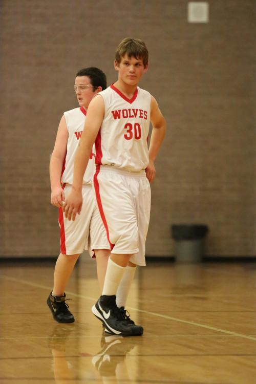 James Vidoni (30) and Kyle Rockwell do their best "Detroit Pistons in the '80s Bad Boys" imitation. Look it up.