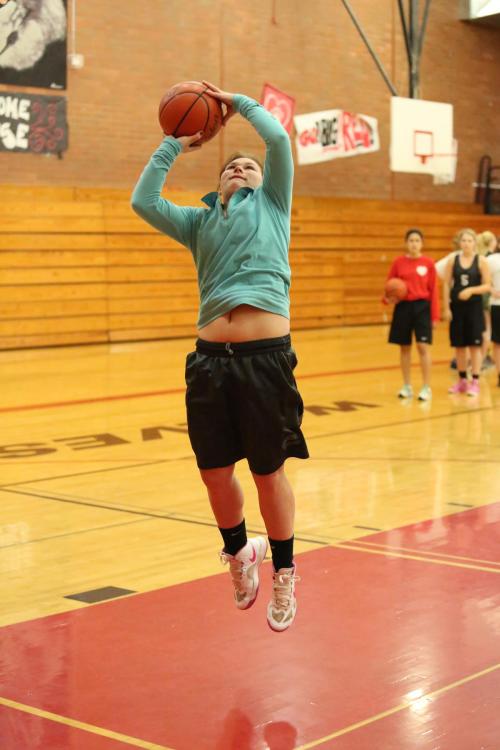 Madeline Strasburg, one of the Wolves most dangerous scorers, explodes to the hoop.