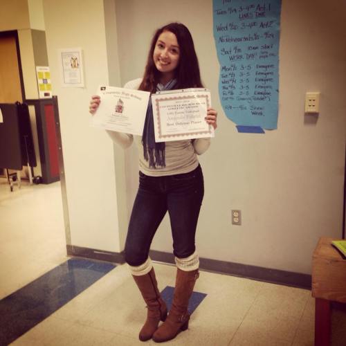 Amanda Fabrizi poses with her awards.