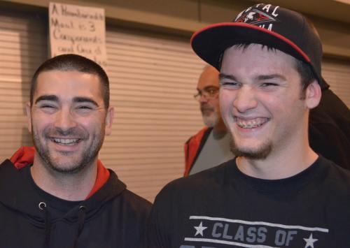 Assistant coach Dustin Van Velkinburgh and Edwards share a moment.