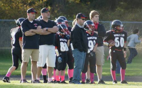 Bob Martin (far left) will head inside, as football is replaced by basketball. (Shelli Trumbull photo)