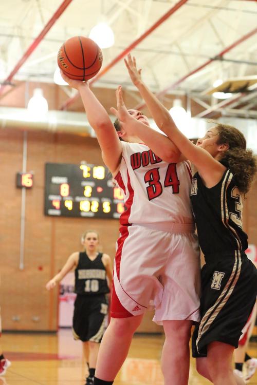Hailey Hammer powers to the hoop for a quick two.