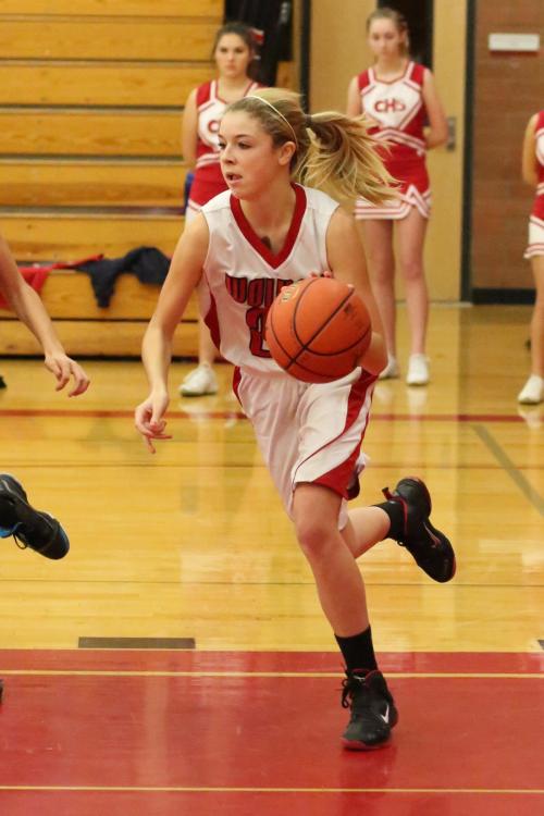 Kacie Kiel, seen here earlier this season, hauled down seven boards in Friday's big road win. (John Fisken photo)