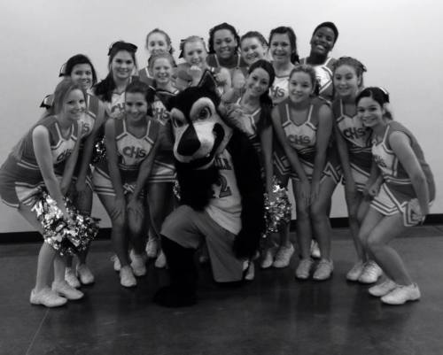 Hangin' out with the cheer squad.