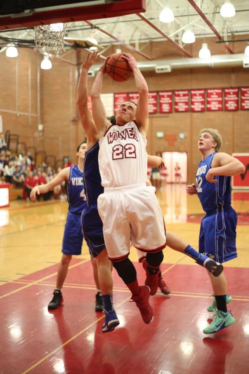 Gavin O'Keefe, demonstrating Coupeville's take-no-prisoners style in an earlier game. (John Fisken photo)