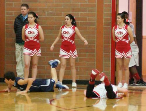 Bodies were flying everywhere. Cheerleaders were shocked. Sheldon Rosenkrance barely flinched.