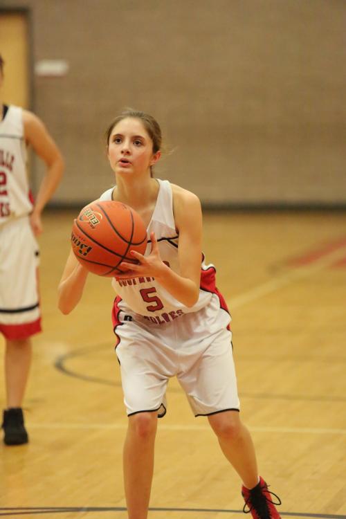 Carlie Rosenkrance singed the nets for 13 in the girls Jv game.