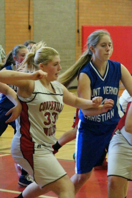 Tiffany Briscoe (33), living in the land of the flying elbows. (Shelli Trumbull photo)