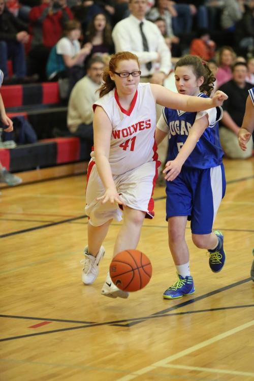 "Out of my way, woman! I got places to go and baskets to score!!"