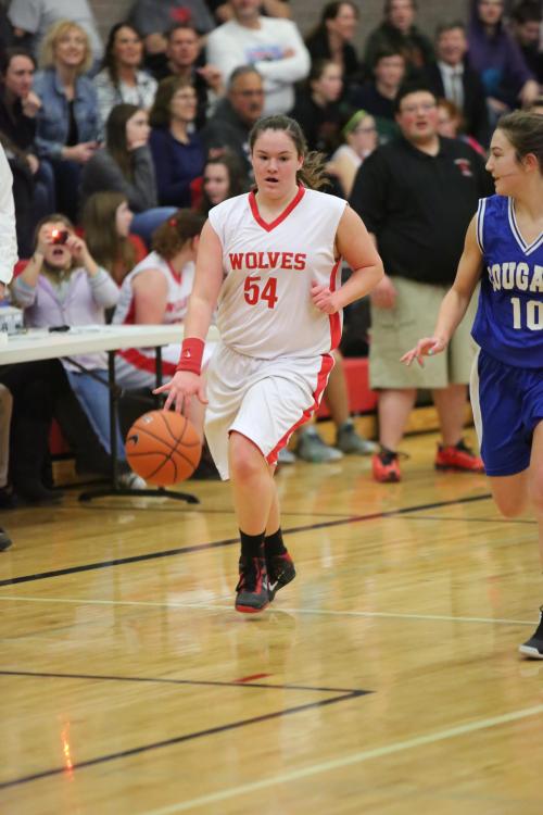 Sarah Wright comes flying down the court.