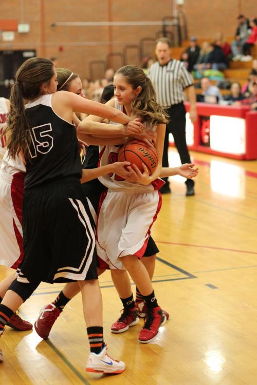 Carlie Rosenkrance (right) led the JV in scoring before being bumped up to varsity.