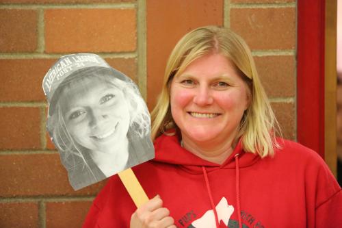 Aunt Christi Messner, ready to cheer for her favorite senior basketball player.