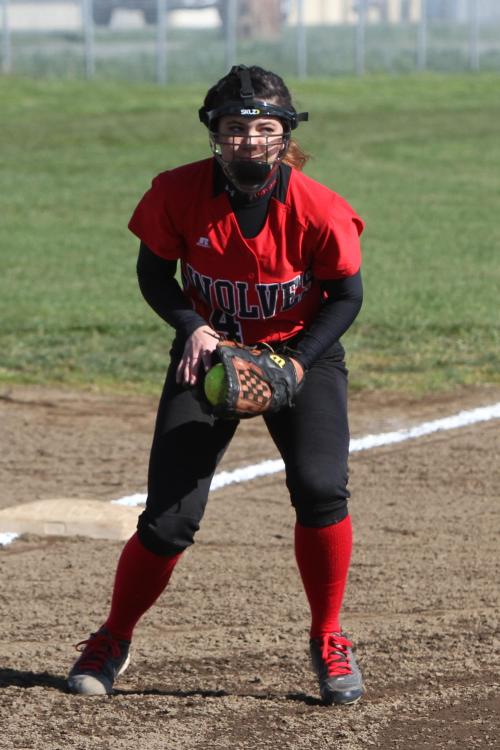 Emily Licence patrols third base.