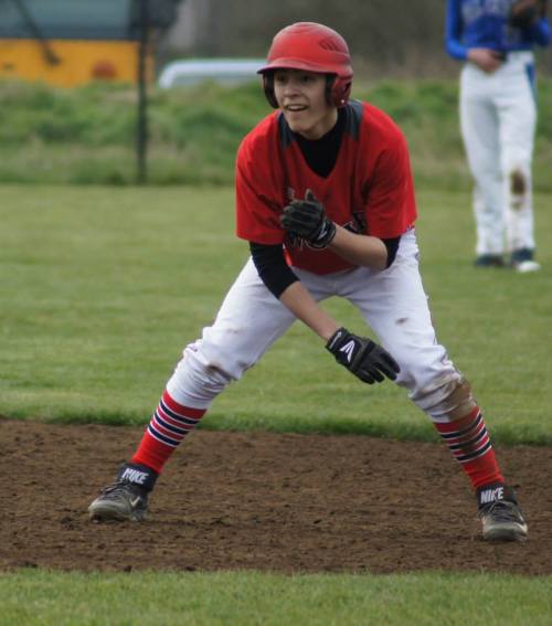 CJ Smith, about to take off for another stolen base. (Shelli Trumbull photos)