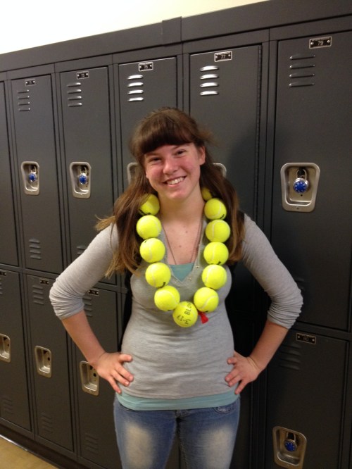 Ginnings, sporting her Player of the Match reward.