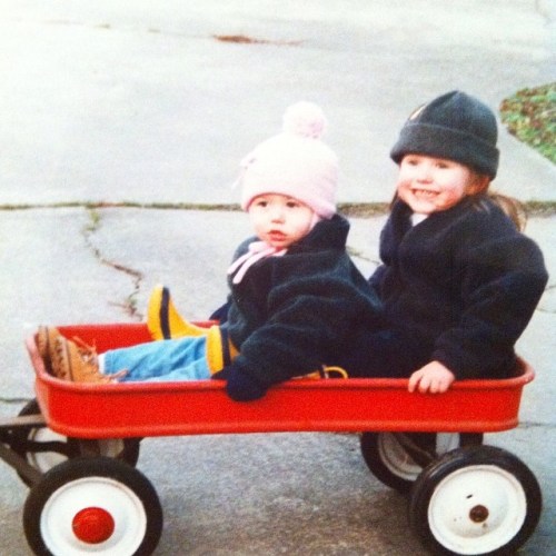 McKenzie Bailey (left) and McKayla Bailey, out for a drive.