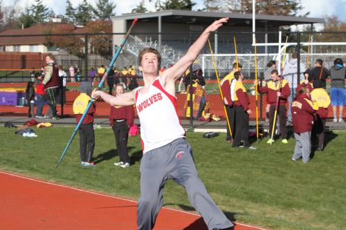 Matt Shank launches the javelin.