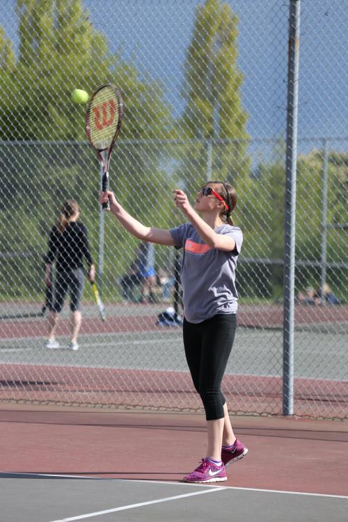 Micky LeVine teamed with Valen Trujillo for a big doubles win. (John Fisken photo)