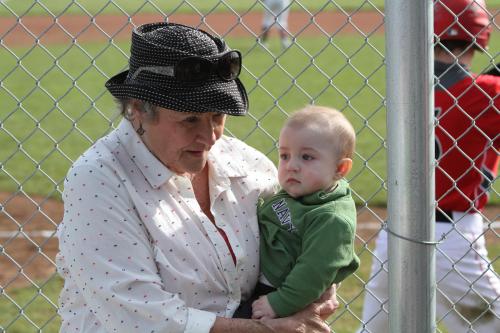 The young son of former CHS hoops legend Kassie (Lawson) O'Neill hangs out with gramma, saving his smiles for the ladies. "How YOU doin'?"