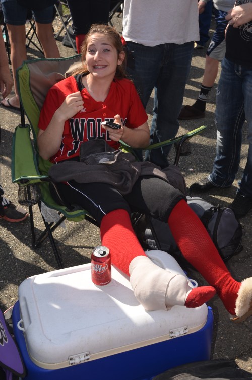 Haley Sherman smiles through the pain.