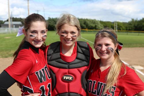 Wolf seniors (l to r) Haley Sherman, Breeanna Messner and Madeline Roberts. (John Fisken photo)