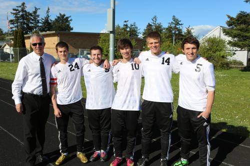 CHS coach Kyle Nelson is joined by (l to r) Donley, Jason Knoll, Cameron Boyd, Jared Dickson and Arnold.