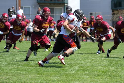 Wiley Hesselgrave looks for running room.