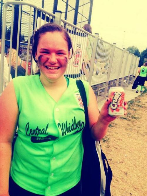 Sarah Wright gets an Orange Crush for hammering a homer over the fence. (Joe Lippo photo)