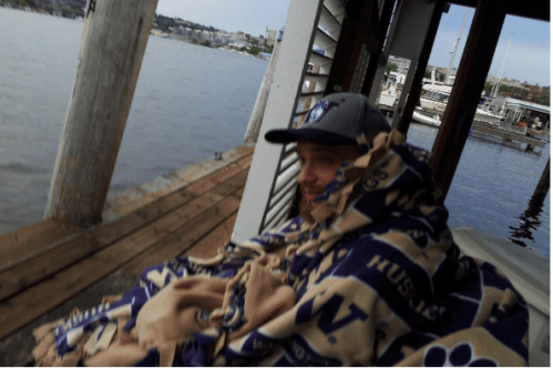 His family was able to take Gabe outside to the nearby Seattle Yacht Club to see fireworks on the 4th.