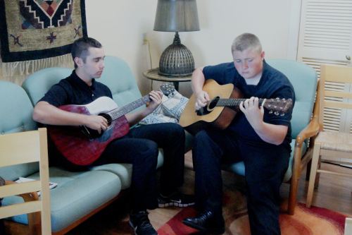 Risner (right) and Aaron Trumbull, mostly grown up.