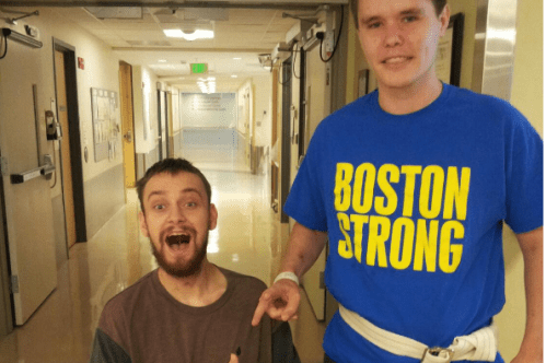 Gabe Kennedy (left) with Justin, a friend he made at rehab. (Photos from Solea Kennedy's GoFundMe page) 