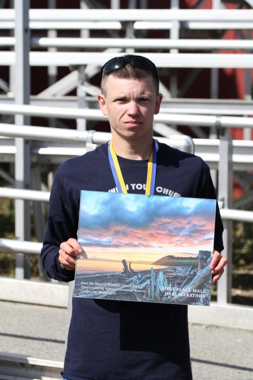 Half-marathon male winner Kurt Warwick.